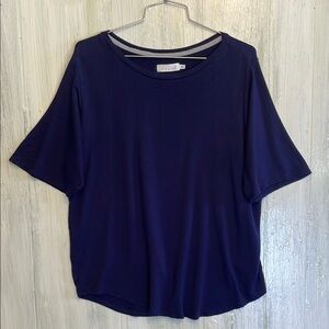 💚5/$25💚 iRELAX Women's Navy Blue Flowy Top Sz L